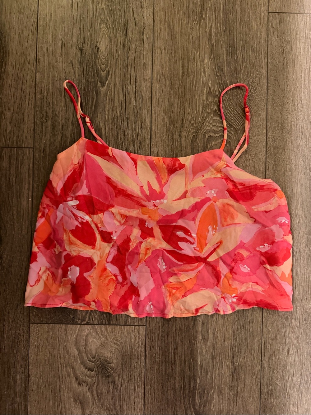 Floral Pink-Red Spaghetti Strap Crop Top